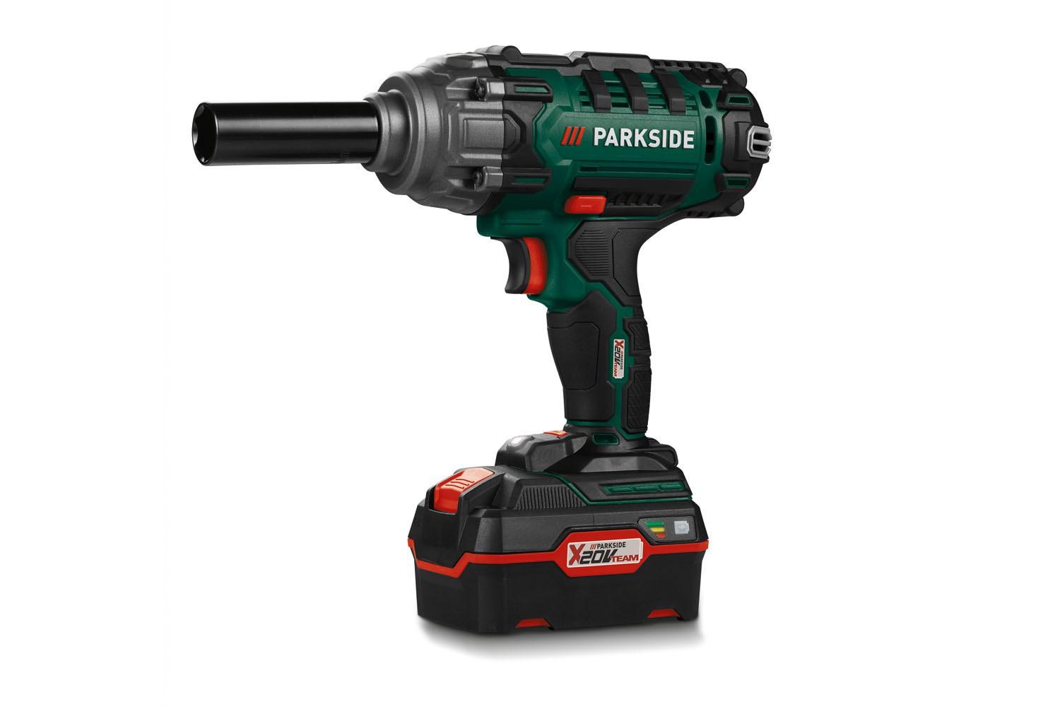 КЛЮЧ (ГАЙКОВЕРТ) АКУМУЛЯТОРНИЙ УДАРНИЙ PARKSIDE 20V 1X4.0AH 400NM 0-2300/0-3000 УД/ХВ З ГОЛОВКАМИ KLUCZUDAROWY20VPASSK20LIB2