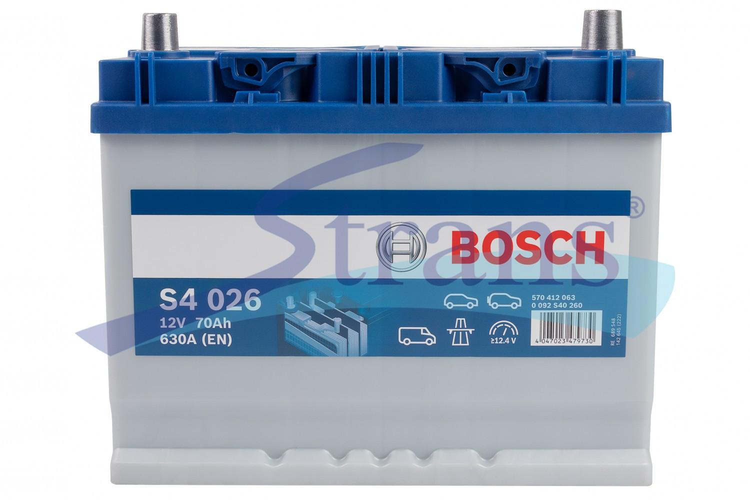 АКУМУЛЯТОР 12V 70AH 630A R+ S4 260*173*225MM 0092S40260