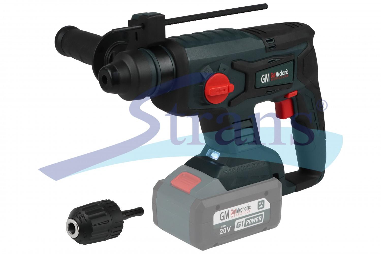 ПЕРФОРАТОР АКУМУЛЯТОРНИЙ БЕЗЩІТКОВИЙ GUT MECHANIC 20V 2.2ДЖ, 0-1400 ОБ/ХВ, 0-4500 УД/ХВ, ПАТРОН SDS+  (БЕЗ АКБ І ЗАРЯД. ПРИСТРОЮ) SRH01400