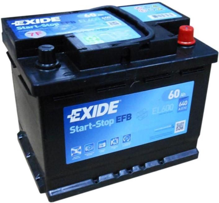 АКУМУЛЯТОР EXIDE 12V 60AH 640A R+ 242*175*190MM EL600