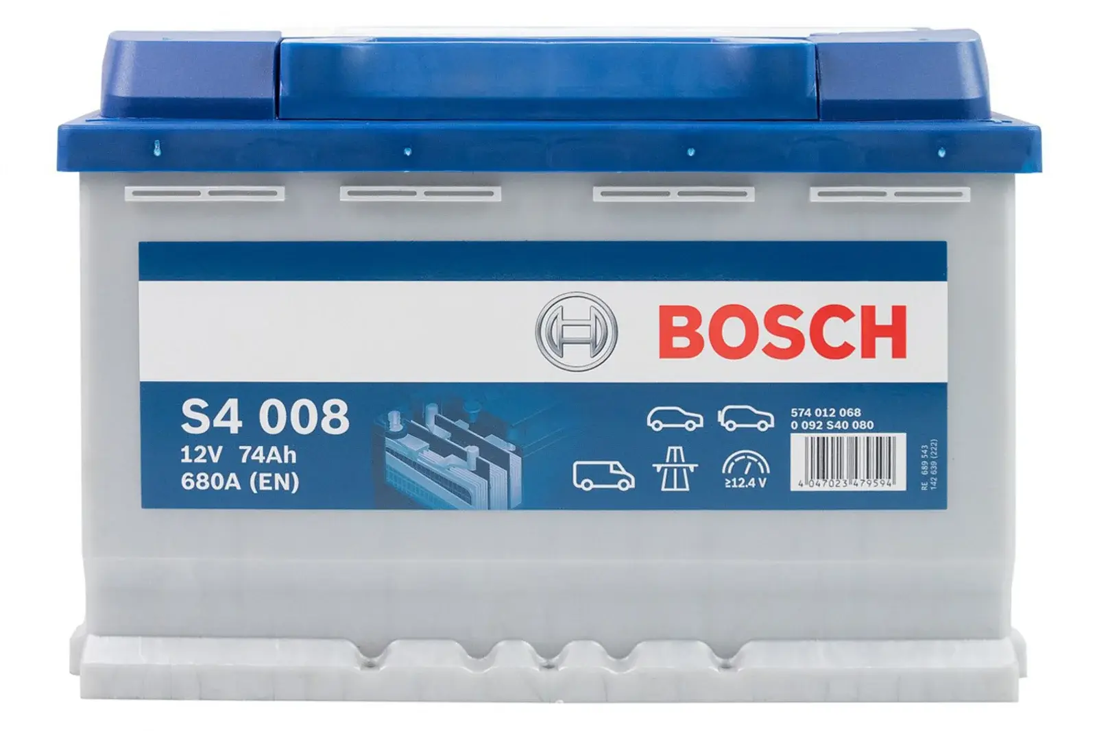 АКУМУЛЯТОР 12V 74AH 680A R+ S4 278*175*190MM 0092S40080