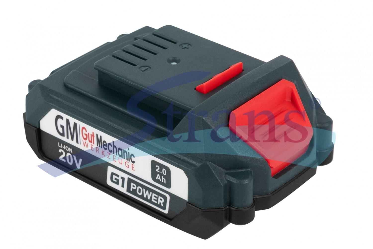 БАТАРЕЯ АКУМУЛЯТОРНА GUT MECHANIC 20V 2AH LI-ION З DIGITAL BATTERY INDICATOR (%) (ГАРАНТІЯ 12 МІСЯЦІВ) DBP02000