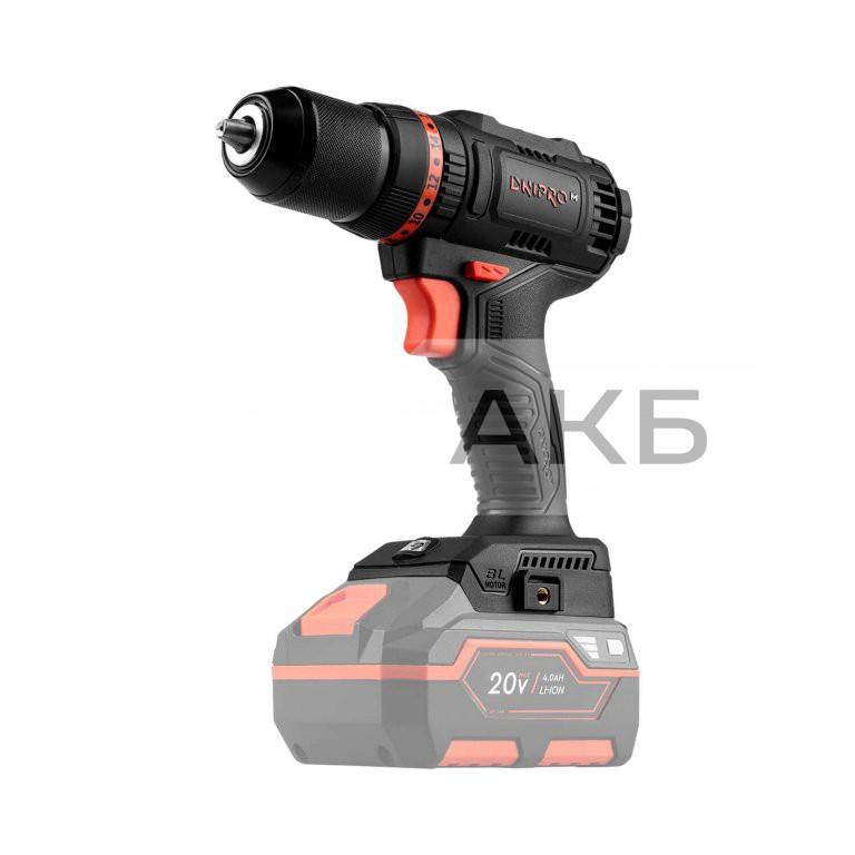 ДРИЛЬ-ШУРУПОВЕРТ АКУМУЛЯТОРНИЙ DNIPRO-M CD-201HBC COMPACT 18/36/45 НМ  0-500/0-1550 ОБ/ХВ ( БЕЗЩІТКОВИЙ)