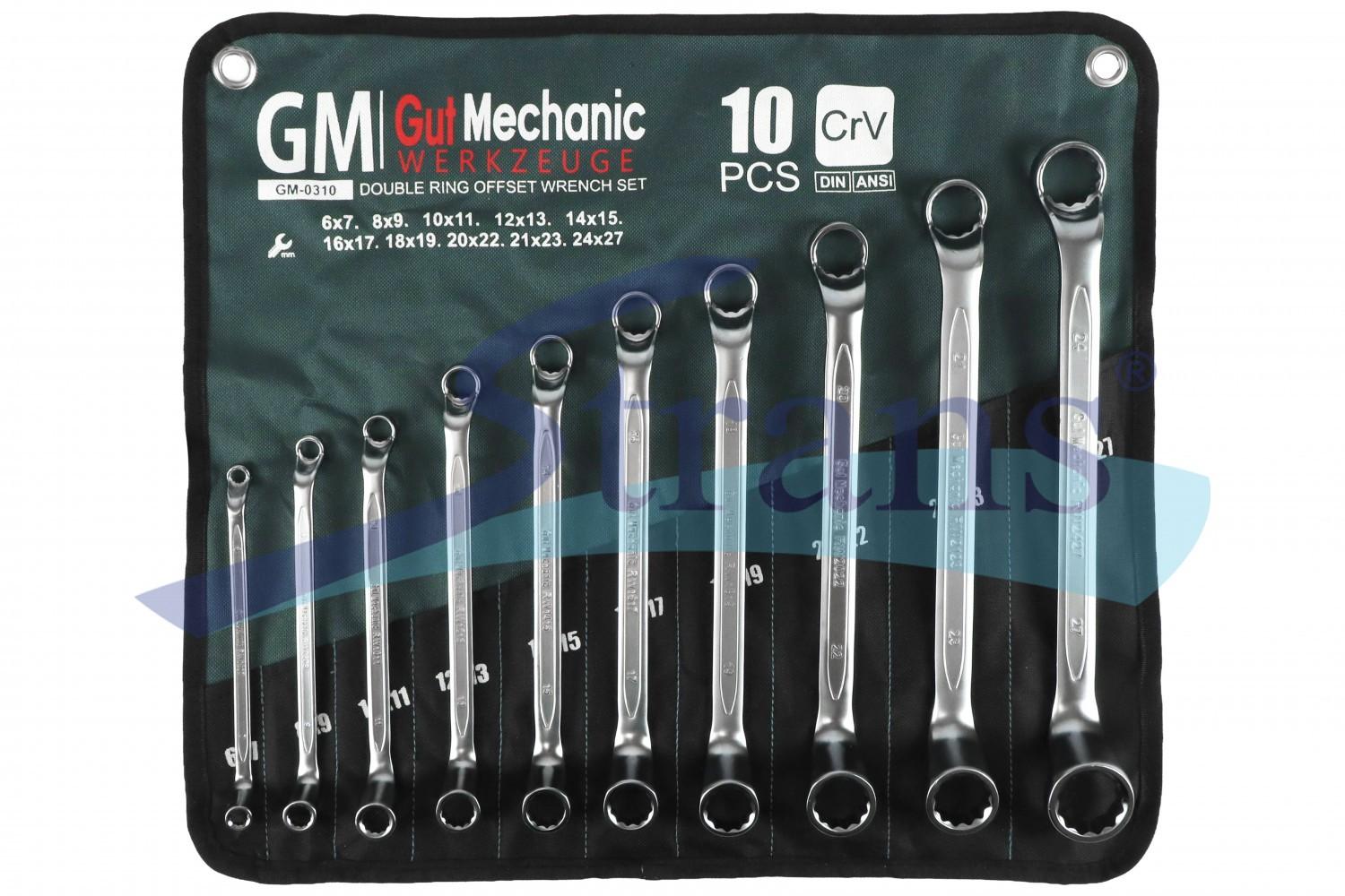НАБІР КЛЮЧІВ НАКИДНИХ В ПЛАХТІ GUT MECHANIC 10 ШТ. GM0310