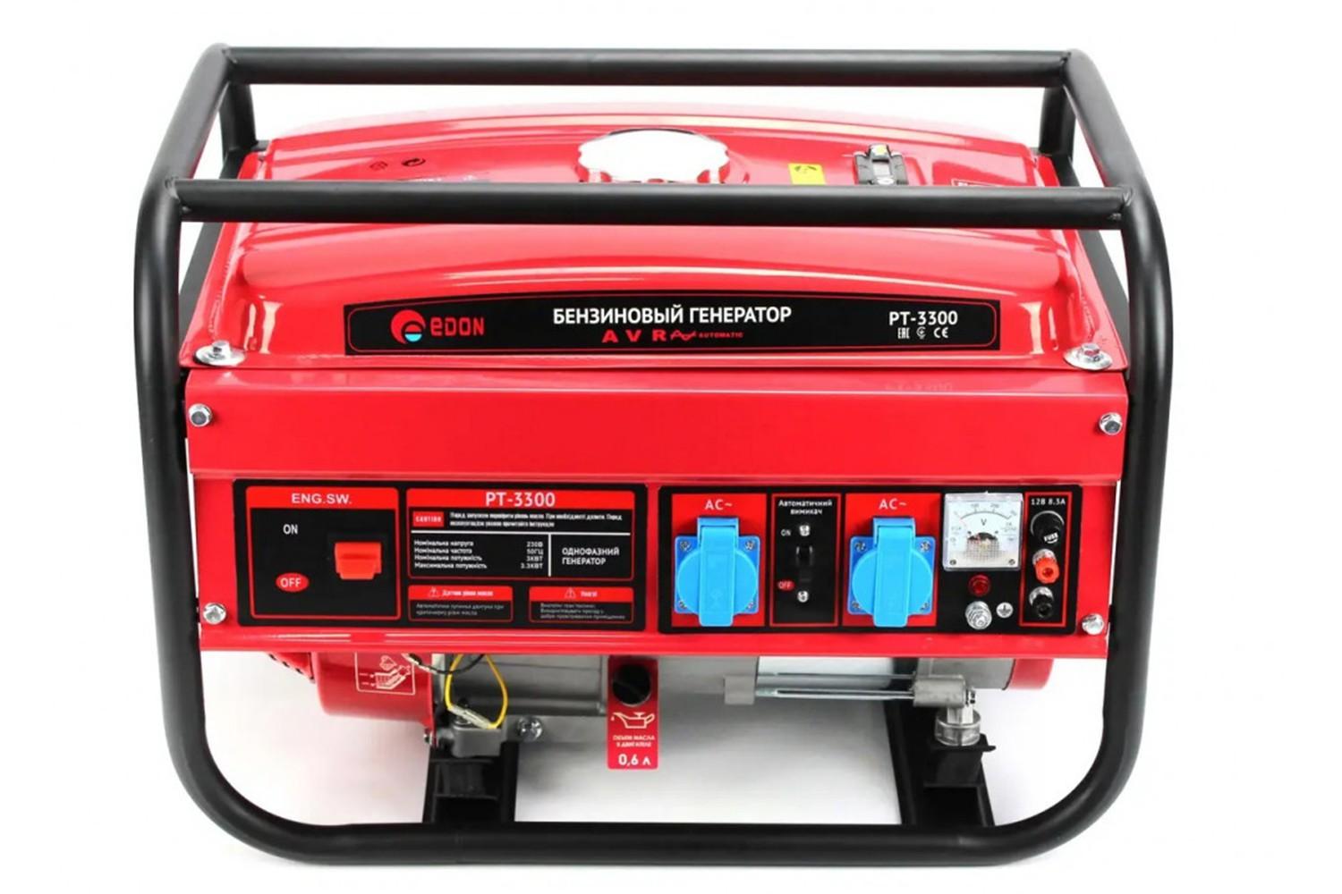 ГЕНЕРАТОР БЕНЗИНОВИЙ EDON PT-3300 220V 3.0/3.3KW ОДНОФАЗНИЙ/ РУЧНИЙ ЗАПУСК EDONPT3300