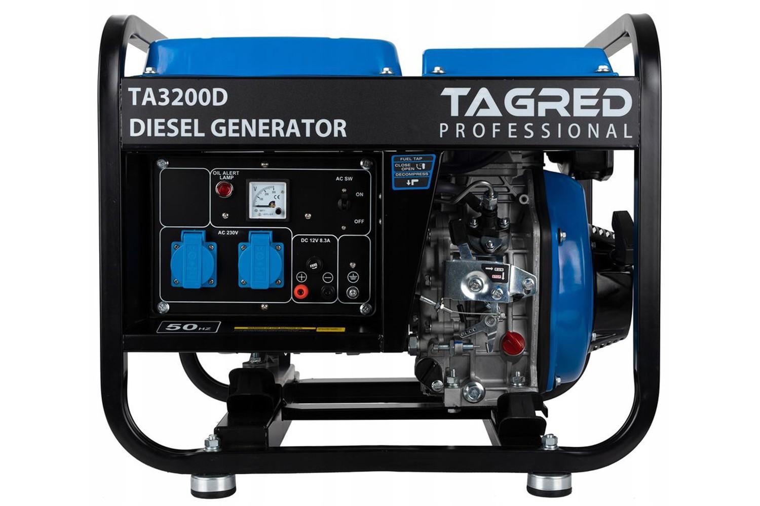 ГЕНЕРАТОР ДИЗЕЛЬНИЙ TAGRED TA3200D 3.6/4KVA  2.9/3.2KW ОДНОФАЗНИЙ РУЧНИЙ ЗАПУСК TA3200D