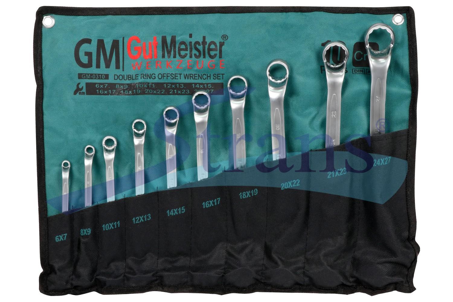 НАБІР КЛЮЧІВ НАКИДНИХ В ПЛАХТІ GUT MEISTER 10 ШТ. GM0310