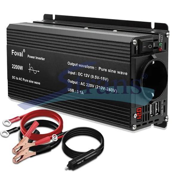 ПЕРЕТВОРЮВАЧ НАПРУГИ FOVAL 12V/230V 1100/2200W (ПРАВИЛЬНА (ЧИСТА) СИНУСОЇДА) 1150611