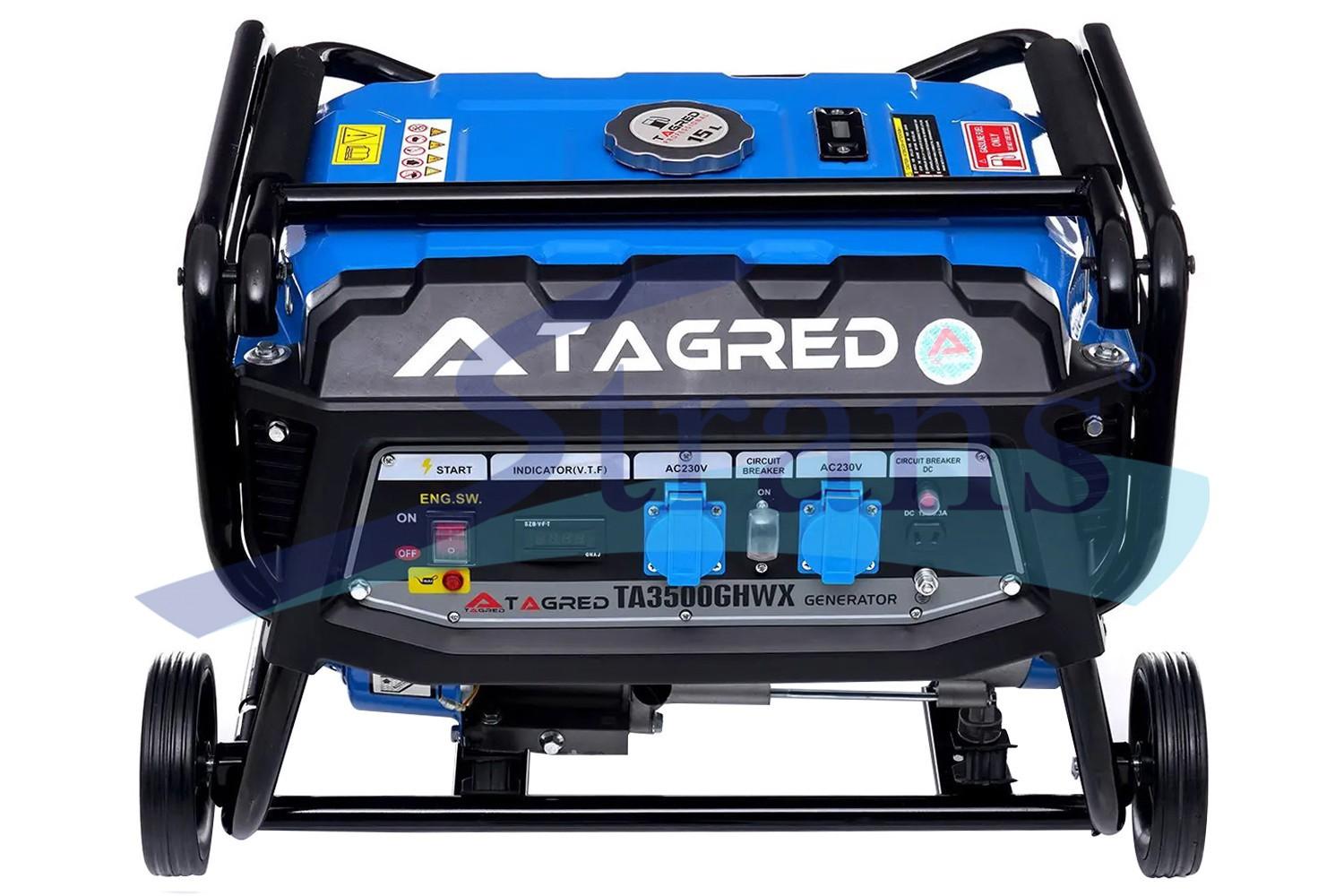ГЕНЕРАТОР БЕНЗИНОВИЙ TAGRED TA3500GHWX 230V 3.5KW ОДНОФАЗНИЙ РУЧНИЙ ЗАПУСК (З КОЛЕСАМИ ТА РУЧКОЮ) TA3500GHWX
