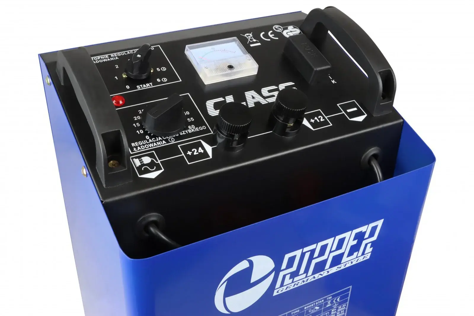 ПРИСТРІЙ ПУСКОЗАРЯДНИЙ RIPPER 12V-63A, 24V-60A, MIN 60AH, 2800W + КАБЕЛЬ ПУСКОВИЙ 1500A L=6.0M (МІДЬ)