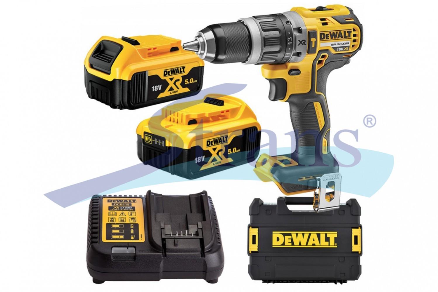 ДРИЛЬ-ШУРУПОВЕРТ АКУМУЛЯТОРНИЙ УДАРНИЙ DEWALT 18V 2*5.0AH 70NM 460W 0-550/0-2000 ОБ/ХВ 0-9350/34000 УД/ХВ ПАТРОН 13MM DCD796P2