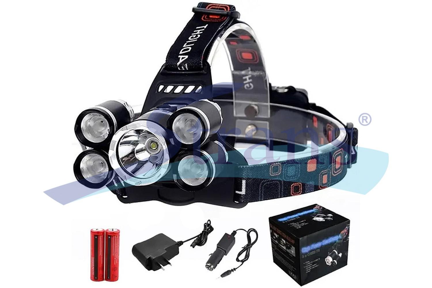 ЛІХТАРИК НА ГОЛОВУ 5*LED CREE XM-L T6 3350LM 5 РЕЖИМІВ ОСВІТЛЕННЯ (АКУМУЛЯТОРНИЙ 2*18650) AR036