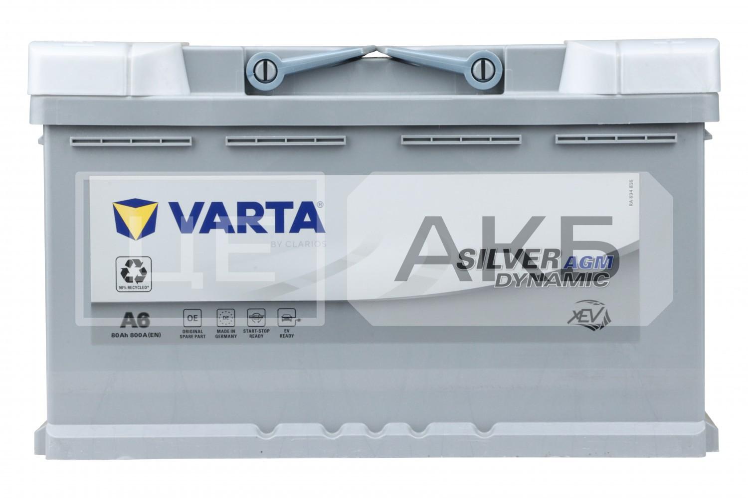АКУМУЛЯТОР AGM 12V 80AH 800А R+ DYNAMIC 315*175*190MM 580901080