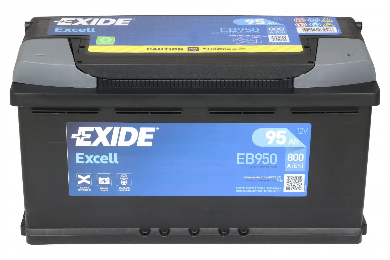 АКУМУЛЯТОР 12V 95AH 800A R+ EXCELL 353*175*190MM B13 EB9500