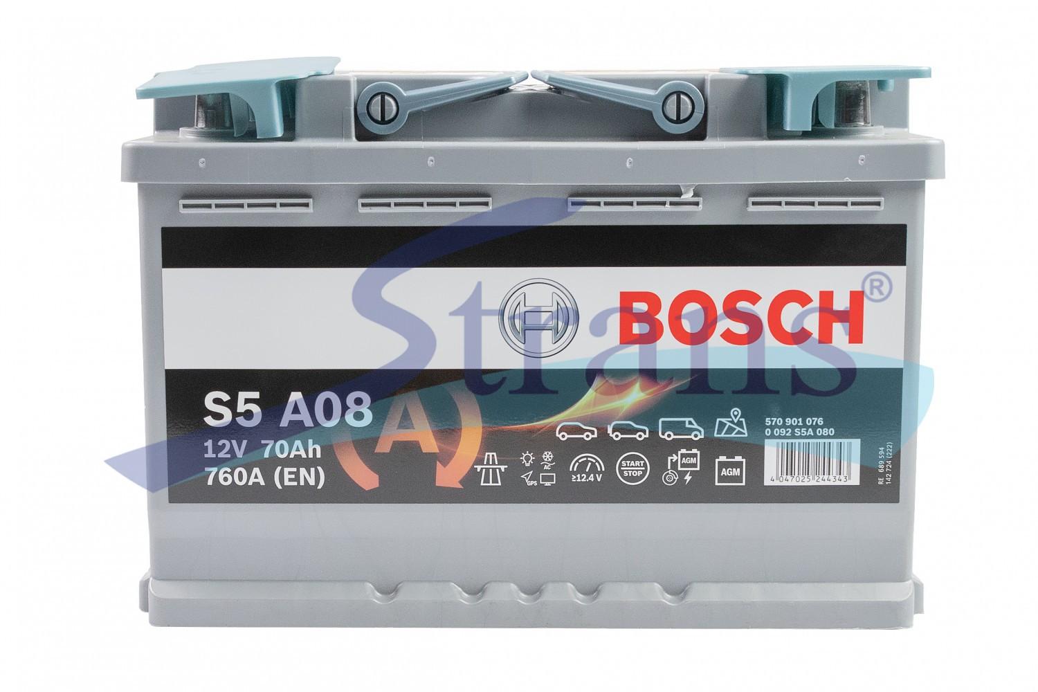 АКУМУЛЯТОР AGM 12V 70AH 760A R+ S5 A08 278*175*190MM 0092S5A080