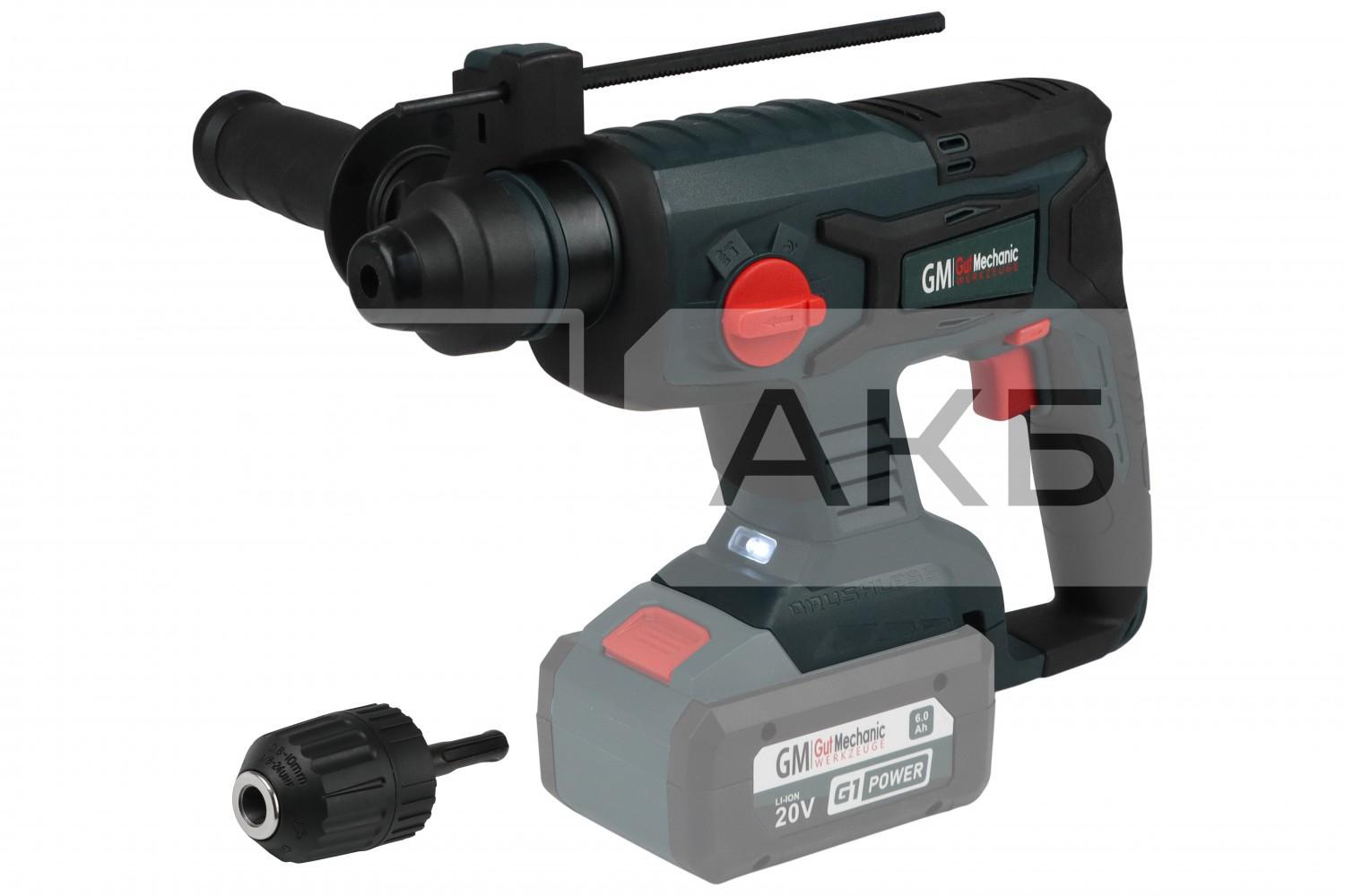 ПЕРФОРАТОР АКУМУЛЯТОРНИЙ БЕЗЩІТКОВИЙ GUT MECHANIC 20V 2.2ДЖ, 0-1400 ОБ/ХВ, 0-4500 УД/ХВ, ПАТРОН SDS+  (БЕЗ АКБ І ЗАРЯД. ПРИСТРОЮ) SRH01400