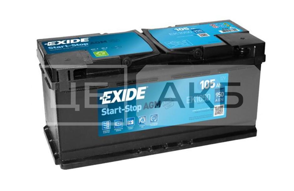 АКУМУЛЯТОР AGM 12V 105AH 950A R+ START&STOP 392*175*190MM EK1050