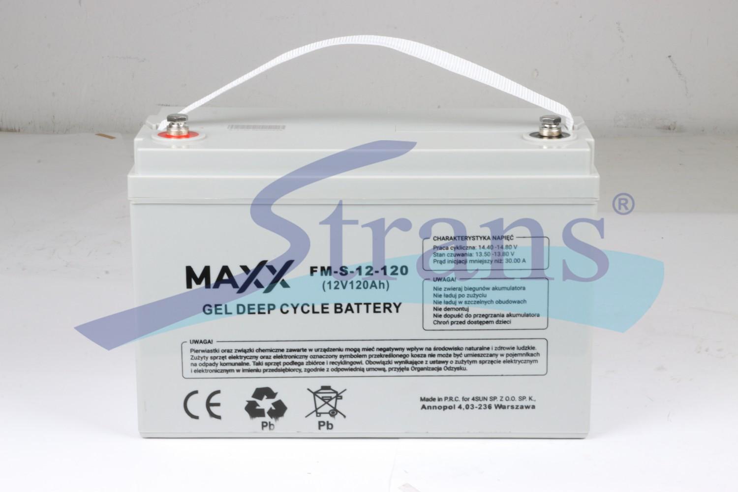 АКУМУЛЯТОР ГЕЛЕВИЙ 12V 120AH GEL DEEP CYCLE MAXX FM-S-12-120 171*330*220MM (ДЛЯ КОТЛІВ, СОНЯЧНИХ БАТАРЕЙ, ДБЖ) (ЗЄДНУВАЧ- 12E0156V T) FMS12120