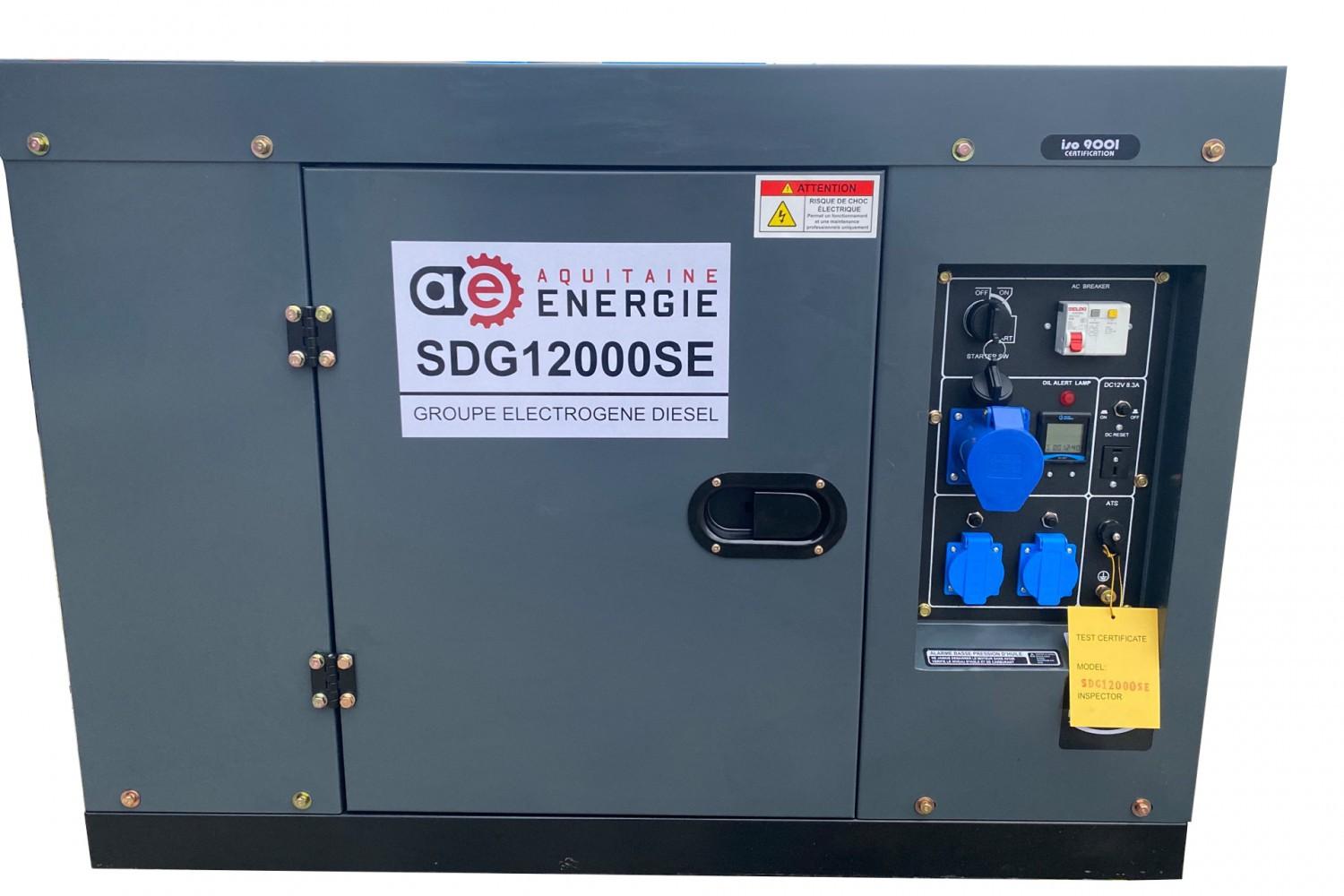 ГЕНЕРАТОР ДИЗЕЛЬНИЙ AQUITAINE ENERGIE 2022 РІК 9.0/10.0KVA 7.2/8.0KW 230V VIN:SDG12000SE ОДНОФАЗНИЙ ЕЛЕКТРИЧНИЙ ЗАПУСК SDG12000SE
