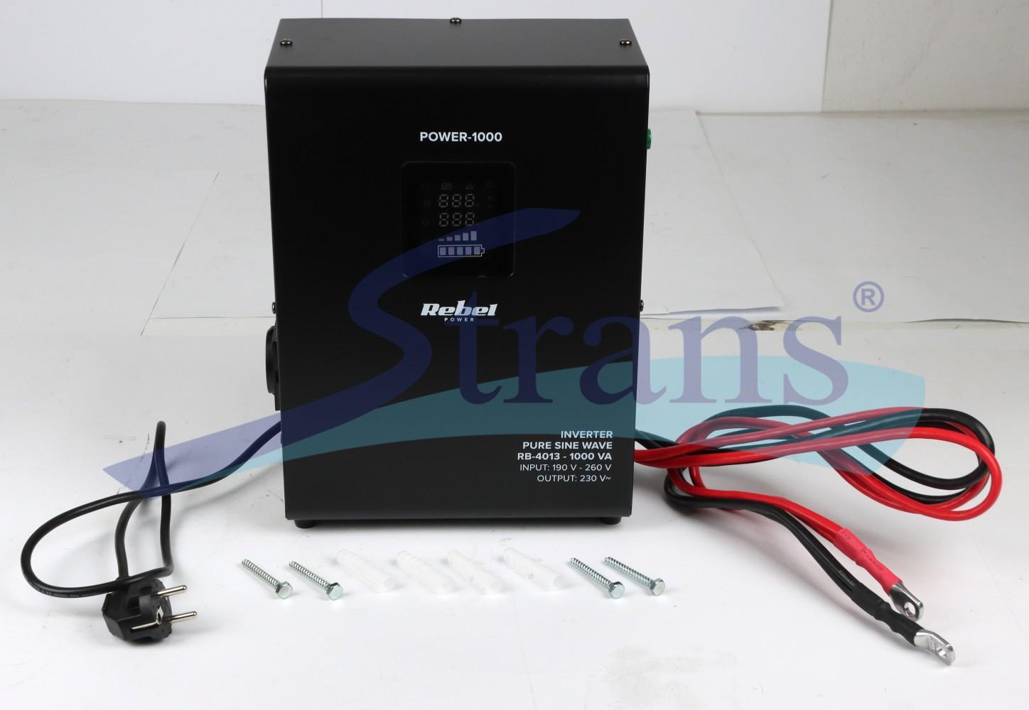 ДЖЕРЕЛО БЕЗПЕРЕБІЙНОГО ЖИВЛЕННЯ (UPS) REBEL POWER-1000 RB-4013 12/230V 700W/1000VA 10A (ПРАВИЛЬНА (ЧИСТА) СИНУСОЇДА) RB4013