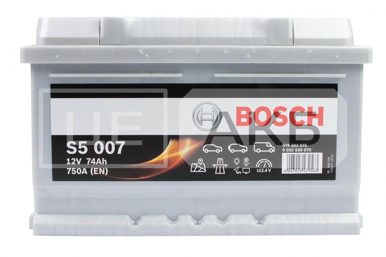 АКУМУЛЯТОР 12V 74AH 750A R+ S5 278*175*175MM 0092S50070