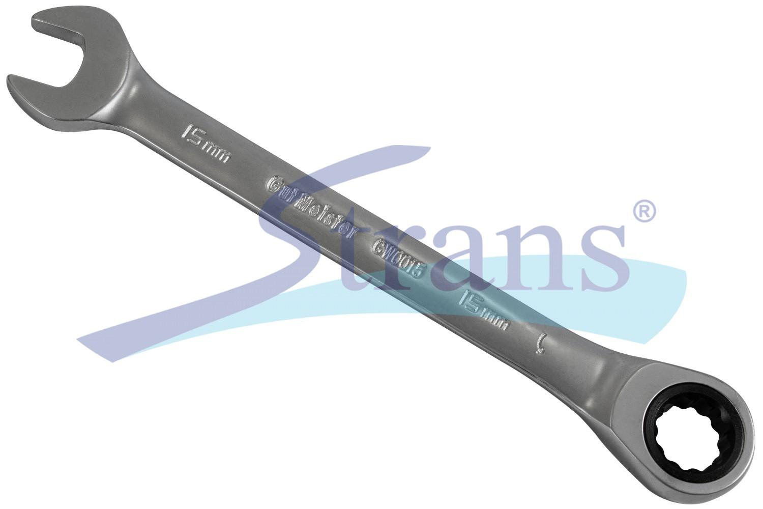 КЛЮЧ РОЖКОВО-НАКИДНИЙ З ТРЕЩІТКОЮ GUT MEISTER 15MM RW0015
