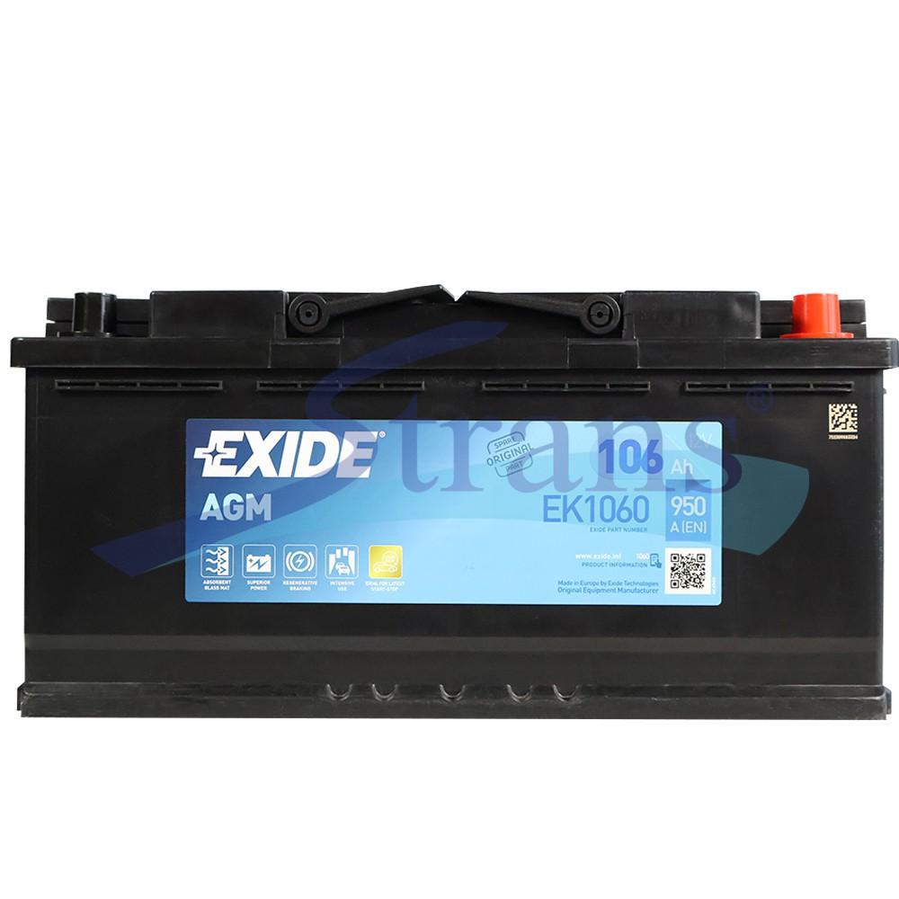 АКУМУЛЯТОР AGM 12V 106AH 950A R+ START&STOP 392*175*190MM EK1060
