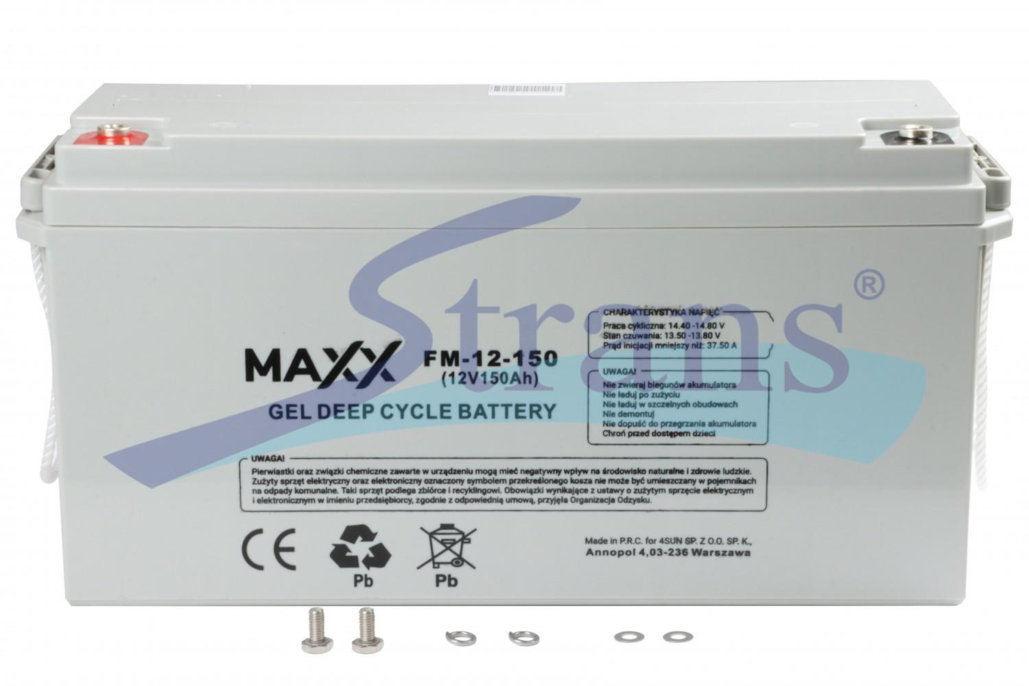 АКУМУЛЯТОР ГЕЛЕВИЙ 12V 150AH 800A DEEP CYCLE MAXX 484*171*241MM (ДЛЯ КОТЛІВ, СОНЯЧНИХ БАТАРЕЙ, ДБЖ) (ЗЄДНУВАЧ- 12E0156V T ) B0003AKU69