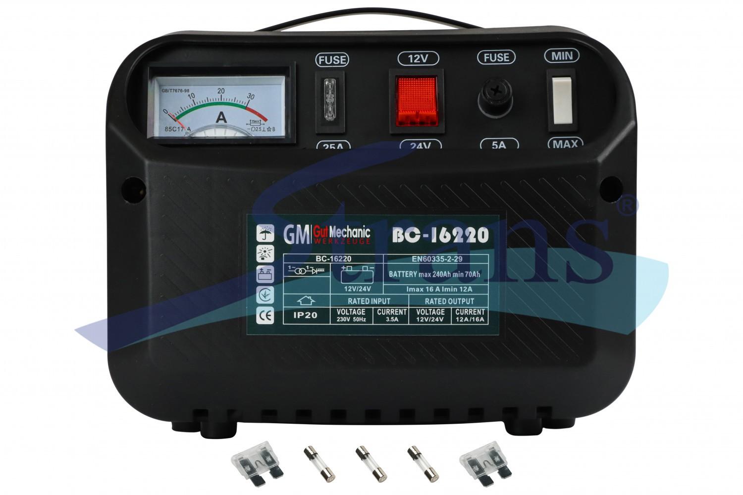 ПРИСТРІЙ ЗАРЯДНИЙ GUT MECHANIC 12/24V 12-16A 320W MIN 70AH BC16220