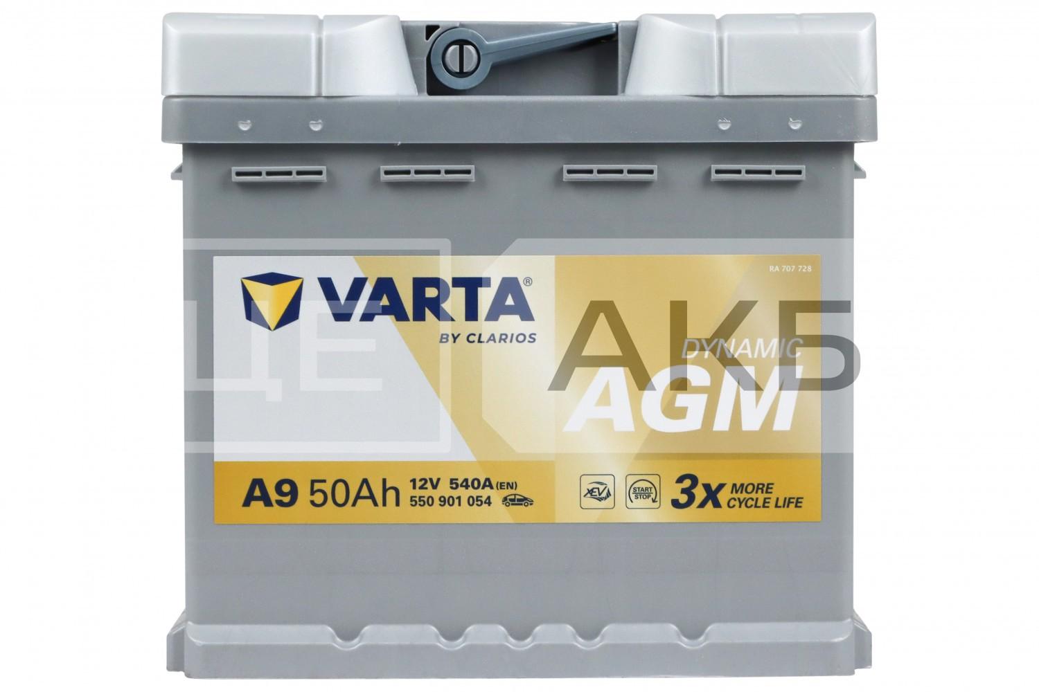 АКУМУЛЯТОР AGM 12V 50AH 540A R+ DYNAMIC 207*175*190MM 550901054