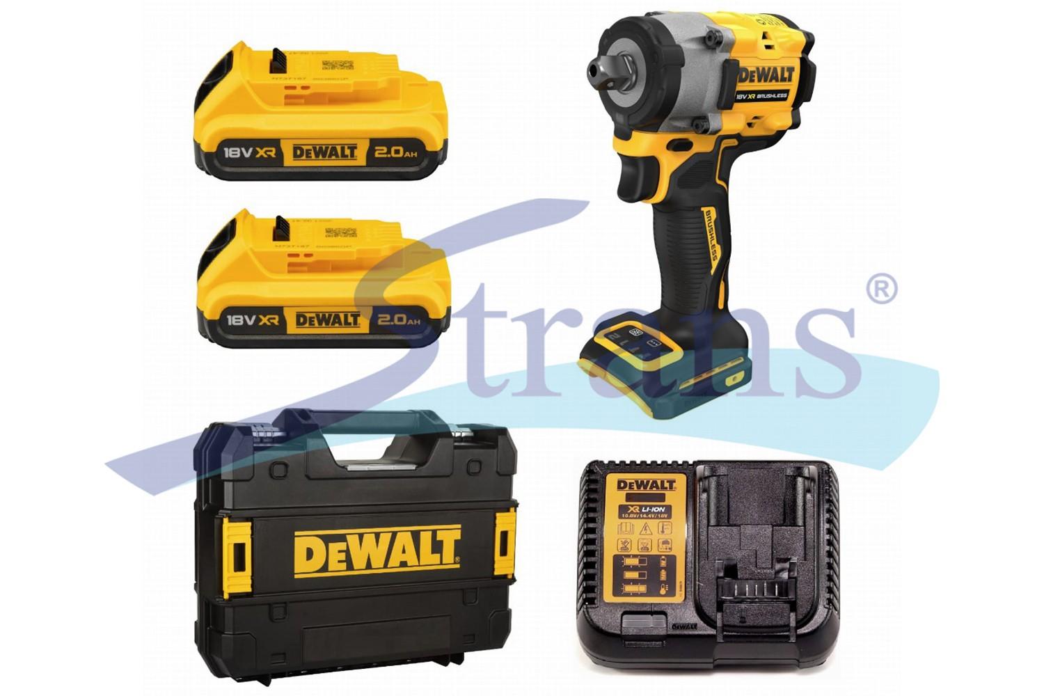КЛЮЧ (ГАЙКОВЕРТ) АКУМУЛЯТОРНИЙ БЕЗЩІТКОВИЙ УДАРНИЙ DEWALT DCF922D2T 1/2" 18V 2*2AH 415W 406NM 0-2500 ОБ/ХВ 0-3550 УД/ХВ DCF922D2T