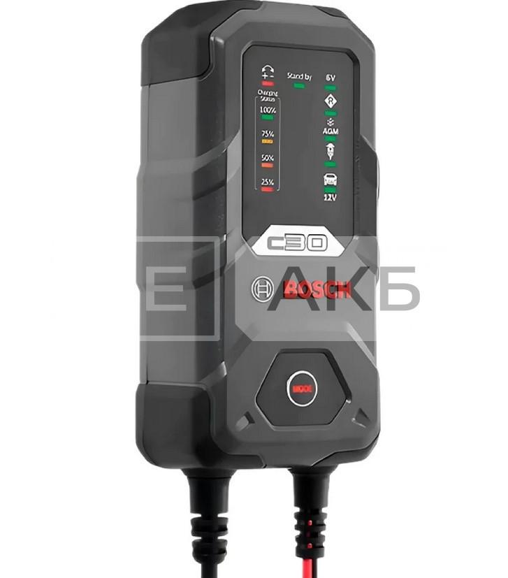 ПРИСТРІЙ ЗАРЯДНИЙ АКУМУЛЯТОРА BOSCH C30 6/12V 3.8A 1.2-120AH (EFB/GEL/VRLA/AGM) 189911030